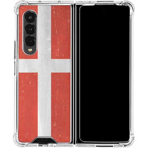 Denmark Flag Distressed Galaxy Z Fold4 5G Clear Case